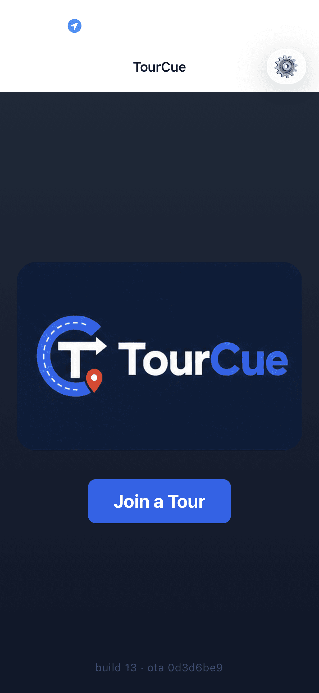 The TourCue driver app join screen